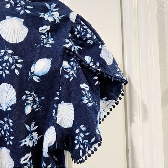 Ann Taylor Shell Tile Bobble Petal Sleeve Pima Cotton Tee Sz L - Picture 5 of 9